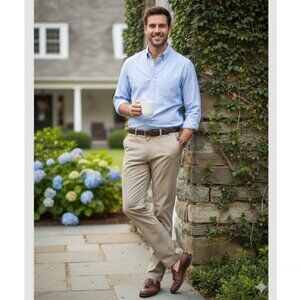 Vineyard Vines Pants Chino Club Khaki Tan Flat Front Mens Size 33